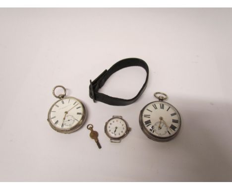Two 19th Century open faced pocket watches, one with fusee movement, together with a silver cased Trench watch (3) 