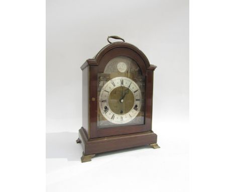 An Elliott of London 8-day lever Westminster and Whittington chime bracket clock, engraved arch dial plate with Roman numeral
