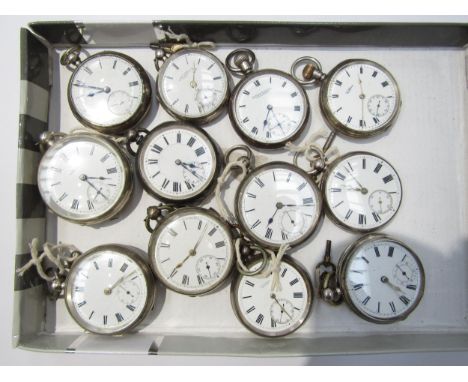 Twelve assorted 19th Century silver cased American and English pocket watches 