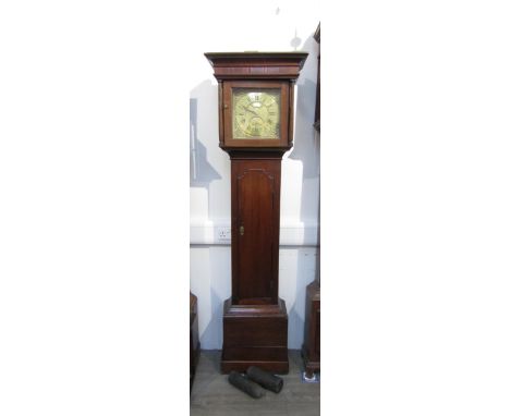 A George III Samuel Ashton of Ashburn 8 day long case clock, brass square 11 1\2 inch face with Roman numerals, calendar whee