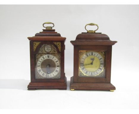 A Dent London bracket clock and another, Tempus Fugit to face. Dent with Roman numerals and outer seconds track, with cherub 
