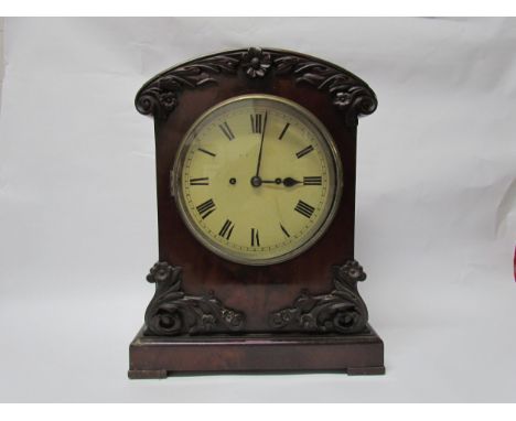 A 19th Century mahogany cased bracket clock, twin fusee movement with rack strike on a bell, case and dial a/f, with pendulum