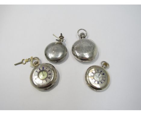 Two silver full hunter cased pocket watches (Waltham USA &amp; Turkish market dial) together with two silver half hunter pock