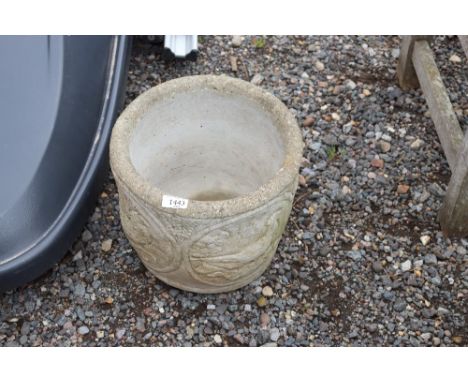 A concrete garden planter