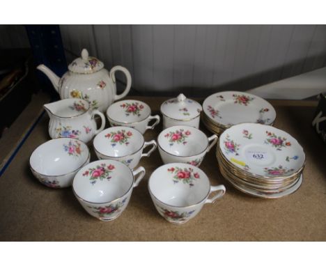 A collection of Crown Staffordshire teaware and Royal Worcester Roanoake teaware