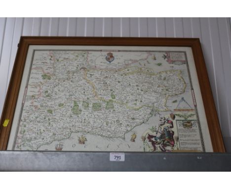 A framed print of a map