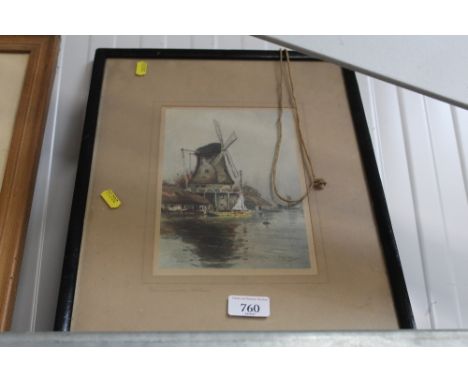 A coloured print after T Robson, study of a windmill 