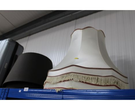 Two silk lamp shades; and two modern shades 