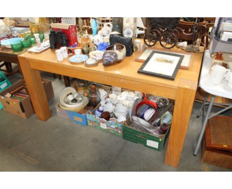 A modern light oak dining table