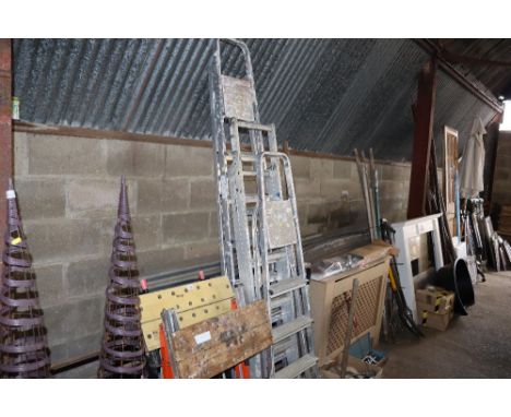 Three aluminium step ladders