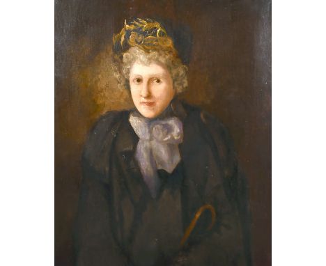 19th century, A half-length portrait of a lady, oil on canvas, 30" x 25".