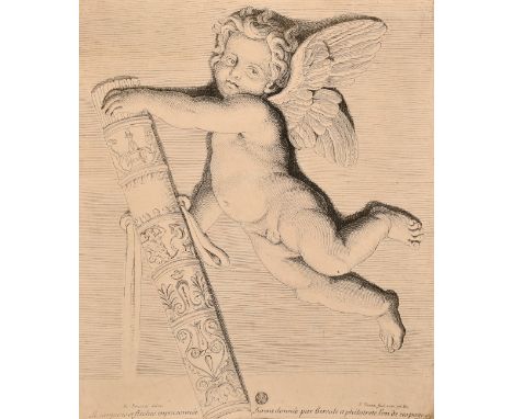 A group of decorative old master prints of cherubs and other topics, variously inscribed, from 6" x 4.25" to 12.5" x 9.25", (
