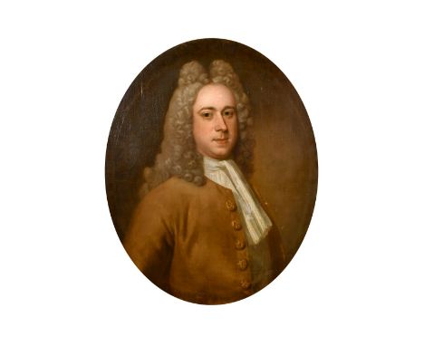 18th century English school, A bust-length portrait of a gentleman, oil on canvas, 30" x 25", (oval).