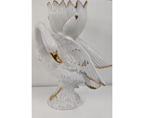 A ceramic planter fashioned as a swan with gilt highlights, 63cm hLocation: 