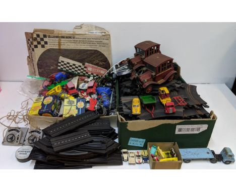 Scalextric and other accessories to include trunk, diecast model vehicles, controllers and othersLocation: 