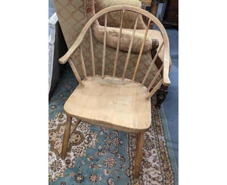 A mid 20th century Ercol style spindle back beech armchair A/F Location: 