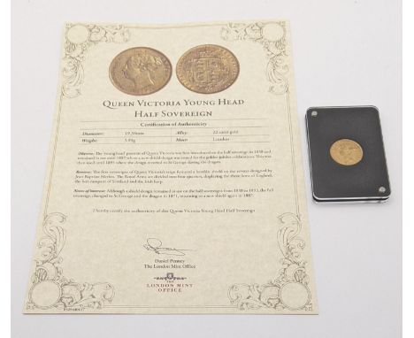 United Kingdom - Victoria (1837-1901)Half Sovereign, dated 1876, young uncrowned portrait, left, Die number 85, in 'delux' pl