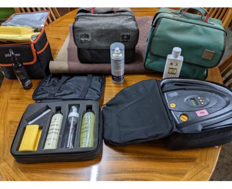 A selection of car materials to include Star Gard alloy wheel protector, Ring Automotive air compressor and inflator, Star Ga