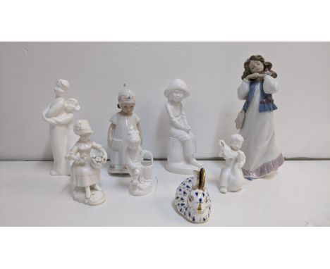 Royal Doulton, Royal Copenhagen, Spode, Lladro and other figures and a Royal Crown Derby rabbit paperweightLocation: 