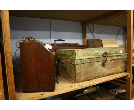 Tin trunk, radio etc.