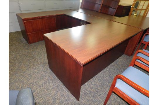 Jofco 36 X 72 Mahogany U Shape Executive Desk With Left Bridge