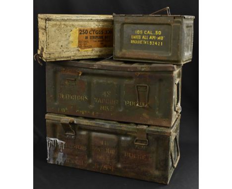 A WWII metal ammunition crate the embossed cover B.167 I MF 1940, stencilled 48 Detectors Vapour Pocket MK. II above 6/44 twi