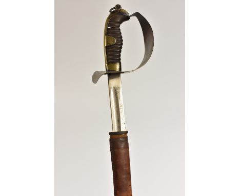 A World War One Turkish cavalry officer's sword, 72cm blade, leather scabbard, 89cm long overall, Ottoman Empire, 1914 - 1918