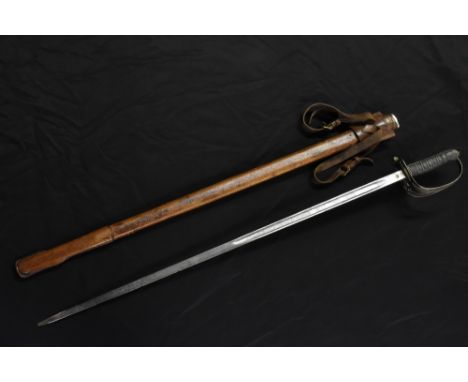 An 1822 pattern Rifle Regiment officer's sword, 79.5cm straight fullered blade engraved with crowned Edward VII cipher and re