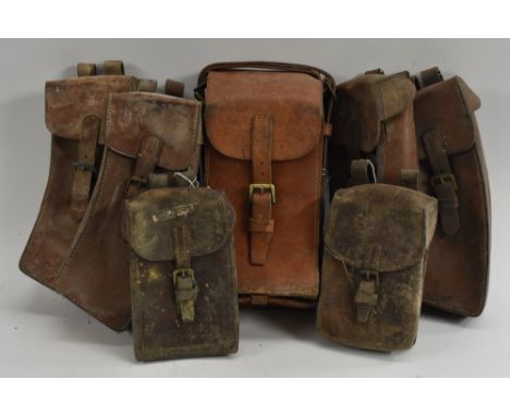 Militaria - a WWI leather ammunition / magazine pouch; others, various sizes, (7)