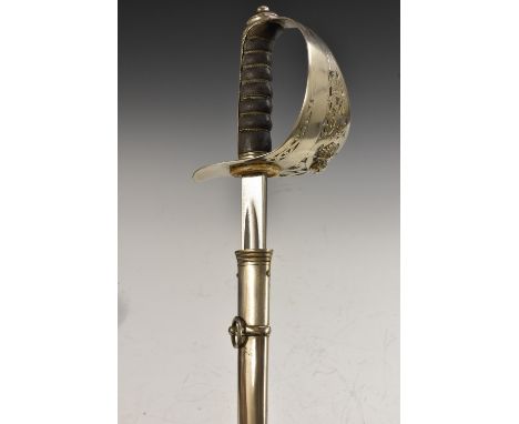 A Special Pattern Northumberland Fusiliers officer's sword, 1895 pattern, 82cm blade inscribed E. Thurkle, Soho, London and e