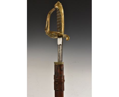 A 61st Wiltshire Regiment officer's sword, 76cm blade inscribed LXII (62nd) Wiltshire Regiment, battle honours: Nive and Peni