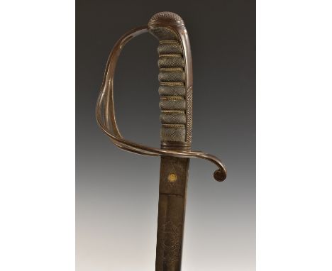 A Victorian 1821 pattern artillery officer's sword, by Henry Wilkinson, Pall Mall, London, 88.5cm blade engraved with crowned