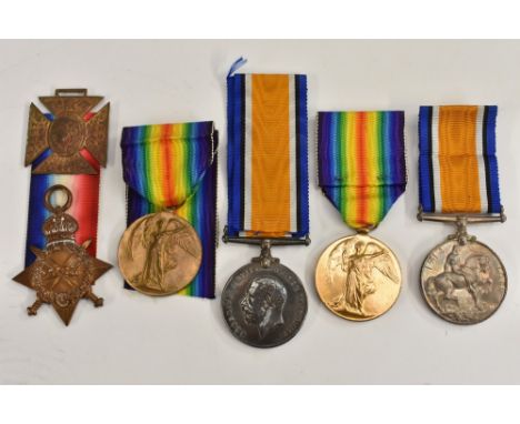 Medals, WW1, Local Interest, a group of three, named to 19820 Pte. E.E. Foster, Notts: &amp; Derby: R, comprising 1914 - 15 S