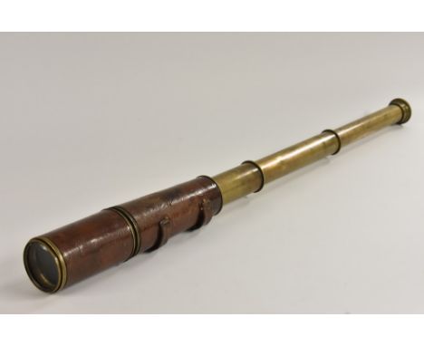 A World War One four-drawer lacquered brass and brown leather field telescope, Tel Sig (Mk IV) Also G.S., by R. &amp; J. Beck