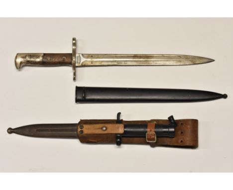 A Swiss Model 1918 Schmidt Rubin bayonet, steel scabbard; an 1896 Swedish bayonet, by Eskilstuna Iron Manufacturing Company, 