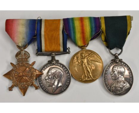 Medals, WW1, Local Interest, group of four, named to 828 L. Cpl. F. Robinson, Notts: &amp; Derby: R [Lance Corporal, Nottingh