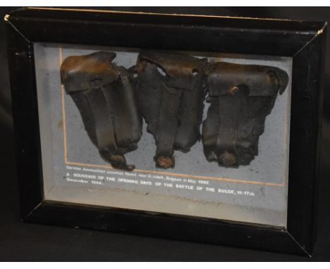 Battlefield Archaeology - a set of three German ammunition pouches found near Krinkelt, Belgium in May 1992, 'A Souvenir Of T