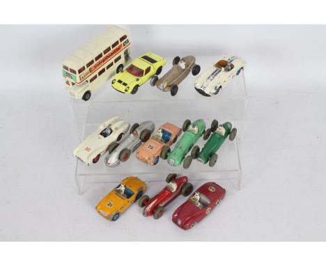 10 Play-worn Dinky Toys &amp; 2 Corgi's, including: 235 H.W.M, 133 Cunningham, 109 Austin Healey, 237 Mercedes Benz, 23E Spee