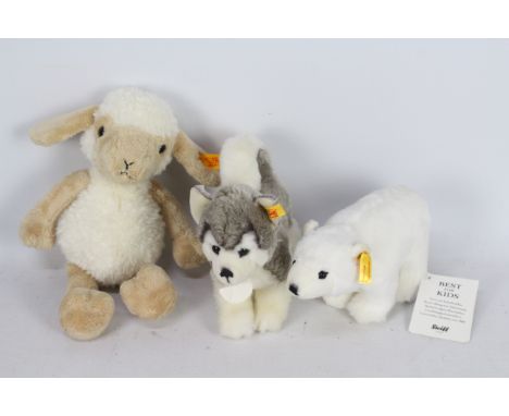 Steiff - Three Steiff plush toys. Lot includes Steiff #062957 Arco Polar Bear; #110351 'Niki' Lamb; and #104985 'Bernie The H