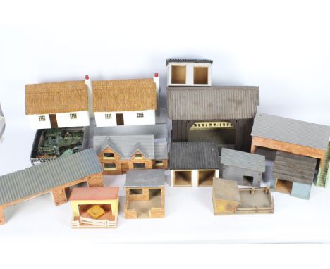 Britains, Johillco, Debtoys, Unconfirmed Makers - A collection of wooden Farm buildings suitable for use with Britains Farm S