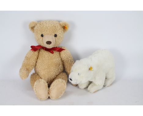 Steiff - Two Steiff plush toys. Lot includes Steiff #022678 Hannes Teddy Bear 45cms (H) - with Stieff button and yellow label