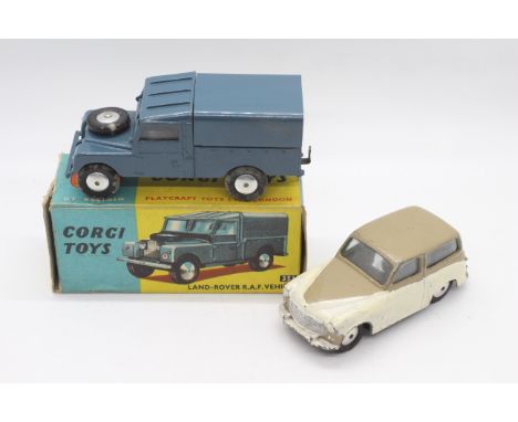 Corgi - 2 Corgi Toy Cars. #351 Land Rover RAF Vehicle 1958. Boxed. Item appears to be in very good condition with a little wh