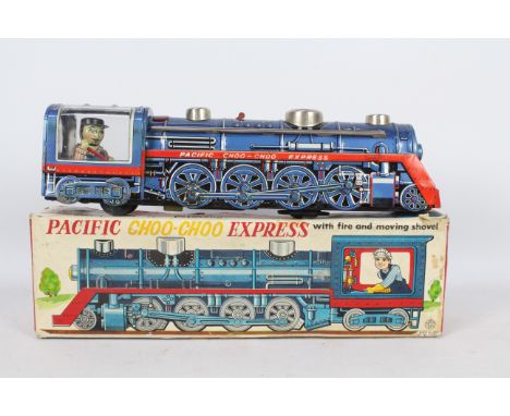 Kanto Toys - A boxed tinplate Pacific Choo-Choo Express train. # 440817. The battery powered model appears in Very Good condi