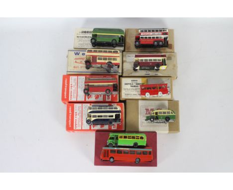 ABS Models, Anbrico, Model Transport Kit, Others - A group of 9 built and part built white metal and resin bus models in 1:76