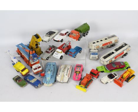 Dinky - Corgi - Matchbox - A collection of 21 x unboxed vehicles including Scammell Tri-deck transporter # GS20, Ford Low loa
