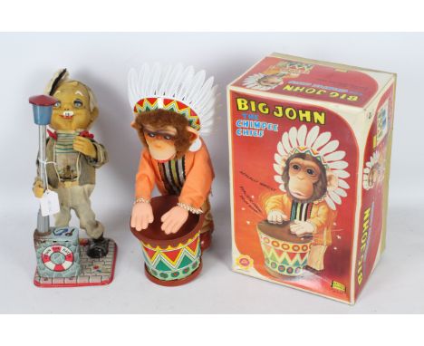 Suzuki &amp; Edwards - Alps - 2 x vintage battery powered toys, a boxed Big John The Chimpee Chief and an unboxed The Captain