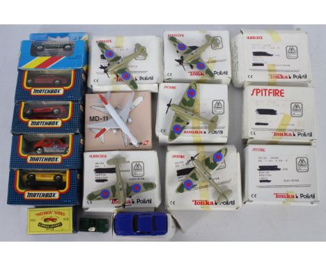 Matchbox - Tonka Polistil - Corgi - Schabak - A collection of 9 x boxed Hurricane and Spitfire aircraft and 7 x boxed cars in
