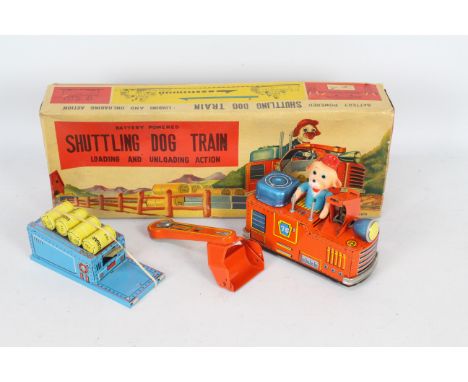 Yonezawa - A boxed tinplate Shuttling Dog Train with loading and unloading action. # 10870. The model appears in Near Mint co