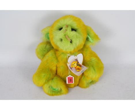 Bearalicious Bears OOAK - A green-coloured 'Puff the Magic Dragon' soft toy. Soft toy has glass eyes and plastic horns. Soft 