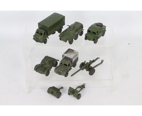 Dinky Toys Military Bundle 5 vehicles and 3 trailers. Includes #688 Field Artillery Tractor. #621 3 Tonne Army Wagon. #641 Ar